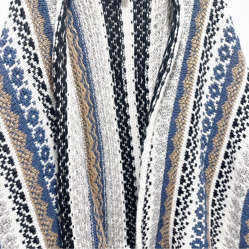 Cocogio Black, Blue, White Wool Blend Knit Cardigan One Size - Picture 3 of 7